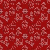 weihnachts- und neujahrskonzept. nahtloses muster von weihnachtsmann, ingwermann, schnee, hirsch, schneemann. Perfekt zum Verpacken, Postkarten, Hüllen, Stoff, Textil