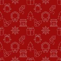 weihnachts- und neujahrskonzept. nahtloses muster aus kamin, kugel, kranz, champagner. Perfekt zum Verpacken, Postkarten, Hüllen, Stoff, Textil
