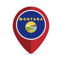 Kartenzeiger mit Flagge des Bundesstaates Montana. Vektor-Illustration. vektor