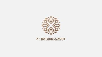 luxus natur brief blatt x logo design illustration vektor