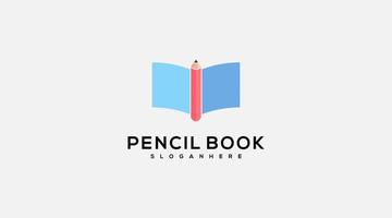 Bleistift-Buch-Symbol-Logo-Design-Vektor vektor