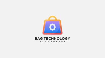 Shop Bag Gear Tech-Logo-Design vektor