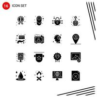 16 kreative Symbole moderne Zeichen und Symbole des Zahlungskartennetzwerks Zielfonds editierbare Vektordesign-Elemente vektor