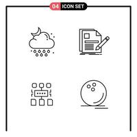 Stock Vector Icon Pack mit 4 Zeilenzeichen und Symbolen für Cloud Resume Wetterdatei Programm editierbare Vektordesign-Elemente