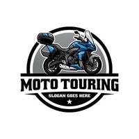 motorcykel med touring sida låda illustration logotyp vektor