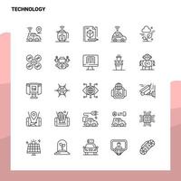 Set von Technologie-Line-Icon-Set 25 Icons Vektor-Minimalismus-Stil-Design schwarze Icons Set lineares Piktogramm-Pack vektor