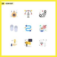 uppsättning av 9 modern ui ikoner symboler tecken för upprepa tofflor plats picknick strand redigerbar vektor design element