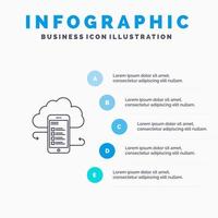 moln lagring företag moln lagring moln information mobil säkerhet linje ikon med 5 steg presentation infographics bakgrund vektor