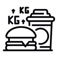 Fast-Food-Gewichtssymbol, Umrissstil vektor