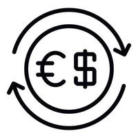 Dollar- und Euro-Wechselsymbol, Umrissstil vektor