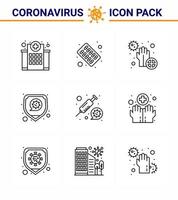 covid19 symbolsatz für infografik 9 zeilenpaket wie virusschutz medizin krankheit hände virales coronavirus 2019nov krankheitsvektor designelemente vektor