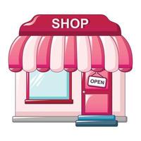 Pink Street Shop-Symbol, Cartoon-Stil vektor