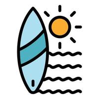 Surfbrett Symbol Farbe Umriss Vektor