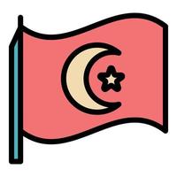 turkiska nationell flagga ikon Färg översikt vektor