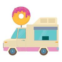 Fast-Food-Trailer mit Donut-Symbol, Cartoon-Stil vektor