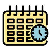 Kalender und Uhrensymbol Farbumrissvektor vektor