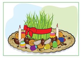 Xoncha-Tablett mit Süßigkeiten und Syamyan zu Ehren von Novruz vektor