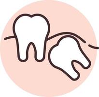 Medizinisches Zahnwachstum, Symbol, Vektor auf weißem Hintergrund.