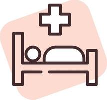 Krankenhausbett, Symbol, Vektor auf weißem Hintergrund.