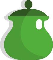 grüner Tee Zuckerdose, Symbol, Vektor auf weißem Hintergrund.