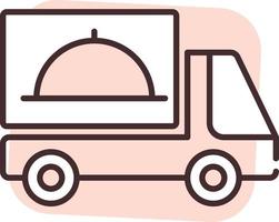 Lieferwagen für Lebensmittel, Symbol, Vektor auf weißem Hintergrund.