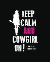 Cowgirl-T-Shirt-Vorlagendesign. vektor