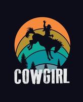 kreatives Cowgirl-T-Shirt-Vorlagendesign. vektor