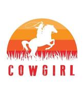 Cowgirl-T-Shirt-Vorlagendesign. vektor