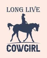 Cowgirl-T-Shirt-Vorlagendesign. vektor