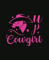 typografi cowgirl t skjorta mall design. vektor