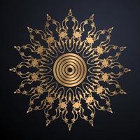 Goldene Umriss-Mandala auf schwarzem Hintergrund. Vektor-Illustration. vektor