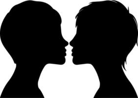 Schwarz-Weiß-Silhouette-Paare. Liebhaber, Kuss. Valentinstag. vektorillustration für website, druck vektor