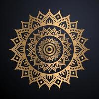 Goldene Umriss-Mandala auf schwarzem Hintergrund. Vektor-Illustration. vektor