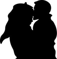 Schwarz-Weiß-Silhouette-Paare. Liebhaber, Kuss. Valentinstag. vektorillustration für website, druck vektor