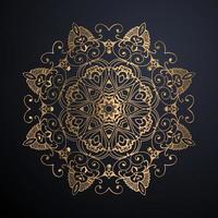 Goldene Umriss-Mandala auf schwarzem Hintergrund. Vektor-Illustration. vektor