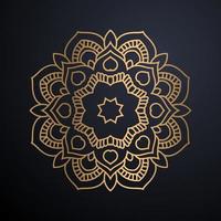 Goldene Umriss-Mandala auf schwarzem Hintergrund. Vektor-Illustration. vektor