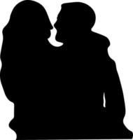 Schwarz-Weiß-Silhouette-Paare. Liebhaber, Kuss. Valentinstag. vektorillustration für website, druck vektor