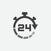 24-Stunden-Online-Vektorsymbol, 24-Stunden-Support-Symbol, Non-Stop-Working-Shop oder Service-Symbol, 24-Stunden-Flachsymbol-Vektorillustration vektor