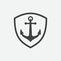 ankare skydda vektor logotyp ikon i linjär stil, nautisk maritima, hav hav båt illustration symbol, ankare vektor ikon, pirat nautisk havs båt, ankare ikon, enkel vektor ikon