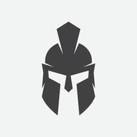 Helm des spartanischen Kriegersymbols, Emblems. spartanisches Helm-Logo, Illustration von spartanischem, spartanischem, griechischem Gladiator-Helm-Rüstungs-Flachvektorsymbol vektor