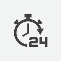 24-Stunden-Online-Vektorsymbol, 24-Stunden-Support-Symbol, Non-Stop-Working-Shop oder Service-Symbol, 24-Stunden-Flachsymbol-Vektorillustration vektor
