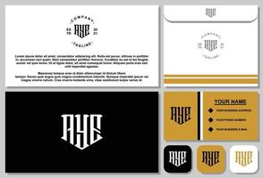 kreatives brief-ye-monogramm-logo mit briefpapiervorlage vektor