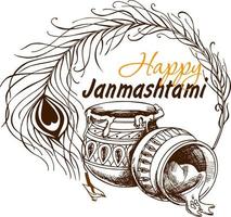 Lycklig janmashtami. indisk fest. fira födelse av krishna. vattenfärg abstrakt bakgrund vektor