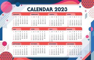 bunte Kalendervorlage 2023 vektor