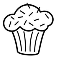 Geburtstag Cupcake oder Muffin. Strichzeichnungssymbol für Webdruck und Anwendungen. Vektor-Illustration im Doodle-Stil von Hand gezeichnet isoliert auf dem weißen Hintergrund. vektor