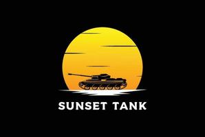 solnedgång soluppgång öken- tank silhuett logotyp design vektor