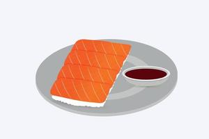 nigiri sushi med tomat sås vektor illustration