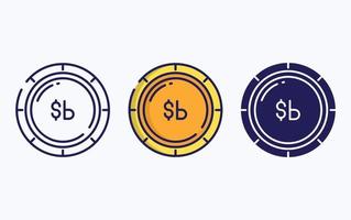 mynt valuta linje och glyf ikon, vektor illustration