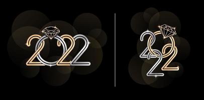 2022 Schriftnummer mit Raute, 2022 Typografiekonzept mit Variation der Schriftnummer, anwendbar für Kalender, Grußkarten, Einladung, Banner, Flyer, Siebdruck, Poster mit minimalistischer Vorlage vektor