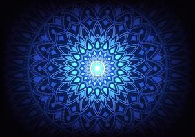 dekoration årgång blå blommig mandala mönster bakgrund vektor